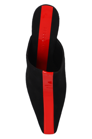 【23AW NEW】FERRAGAMO_woman / SOPHYE ミュール / Black＆Red Black 'Sophye' mules FERRAGAMO - Dances & Twirls in 'Ugly